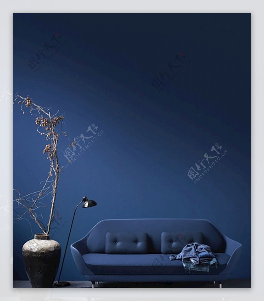 蓝色沙发背景墙效果图,蓝色沙发背景墙效果图案例_2024装修效果图-齐家网装修图片频道
